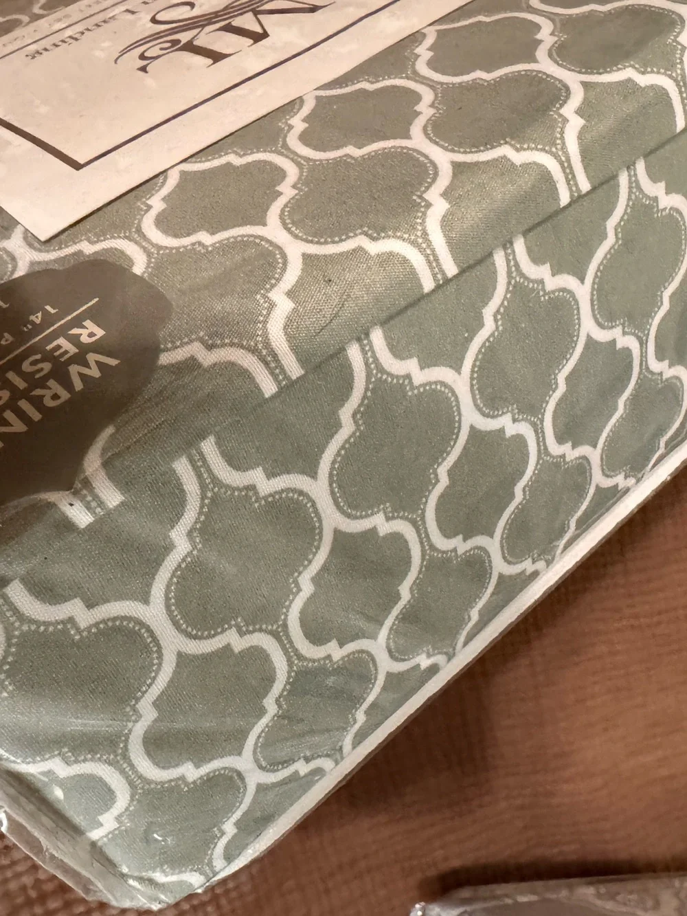 4-Piece Queen Sheet Set in Sage Geometric Print